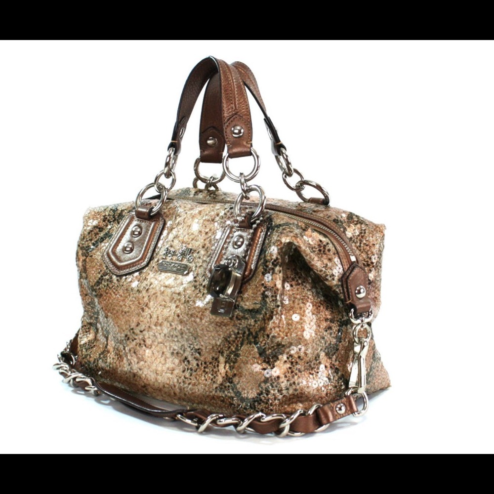 100% Authentic Coach Madison Python Print Sequins… - image 1
